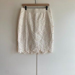 Loft (Curvy) White Lace Pencil Skirt